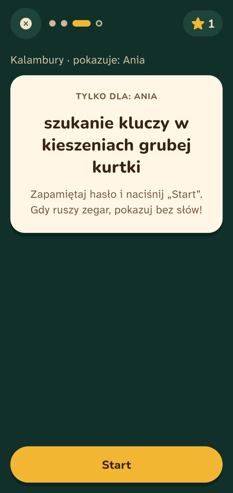 Kalambury: hasło widoczne tylko dla osoby, która je pokazuje